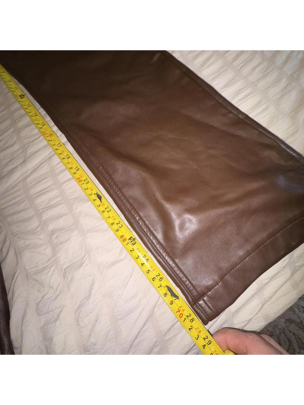 Abercrombie & Fitch The 90s Straight Ultra High Rise Brown Leather Pants 28 6/R - Picture 9 of 9